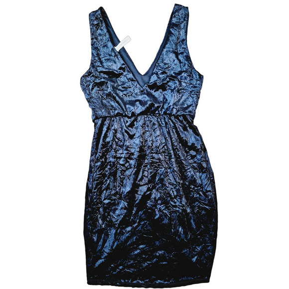 NWOT Blck Crushed Velvet Mini Dress, tulip hem spandex Medium Goth Grunge - Picture 10 of 10